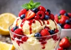 Gelado de Limão com Frutos Vermelhos — Receita Cremosa e Irresistível