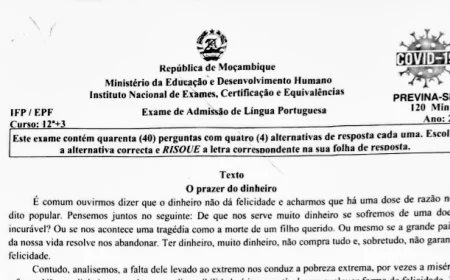 Resolução do exame de português Do IFP 2026