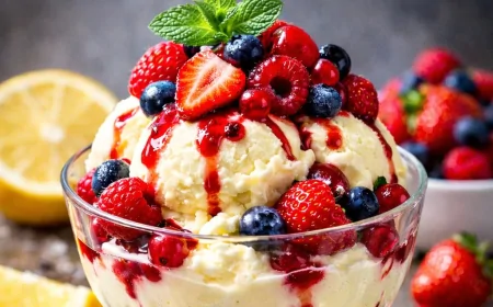 Gelado de Limão com Frutos Vermelhos — Receita Cremosa e Irresistível