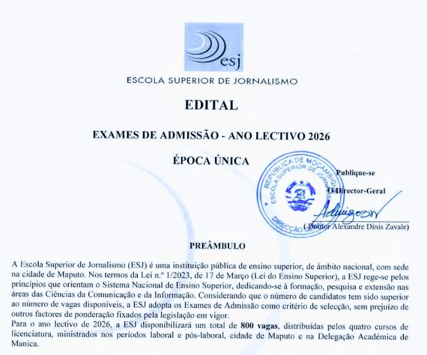 Edital de Escola Superior de jornalismo 2026