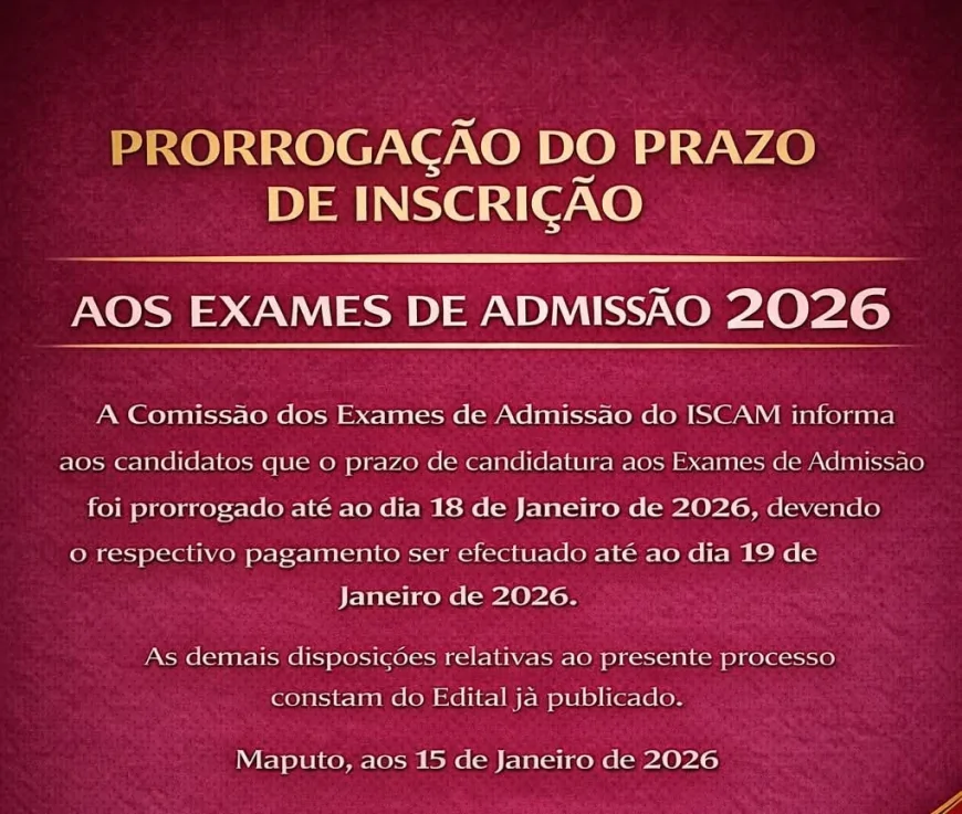 Edital dos Exames de Admissão ISCAM 2026 – Guia Completo