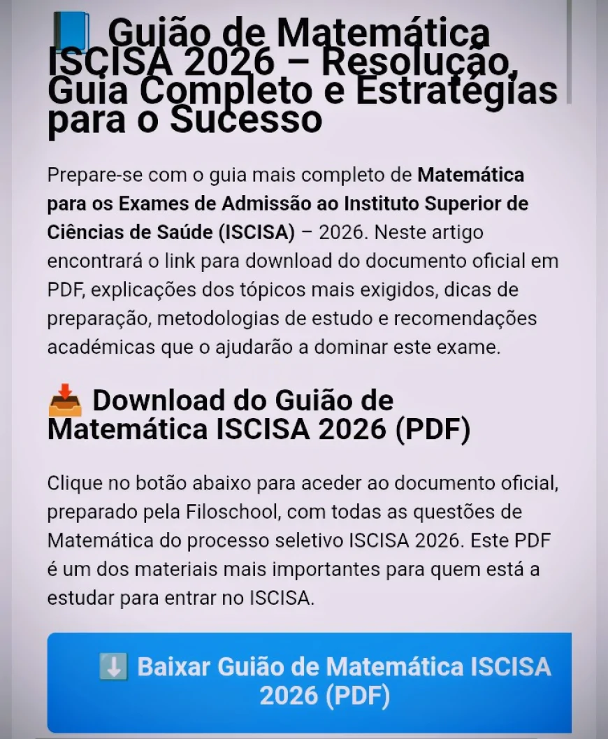 Guião de Matemática ISCISA 2026 – Resolução, Guia Completo e Estratégias para o Sucesso