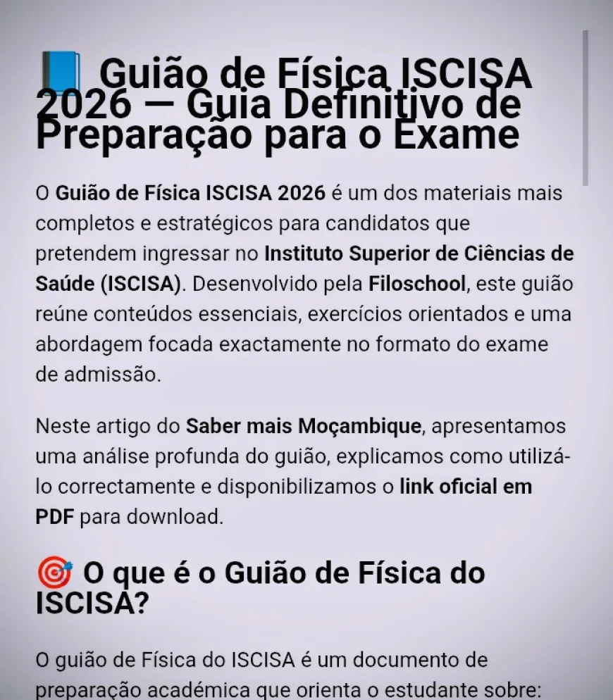 Guião de Física ISCISA 2026 — Guia Definitivo de Preparação para o Exame