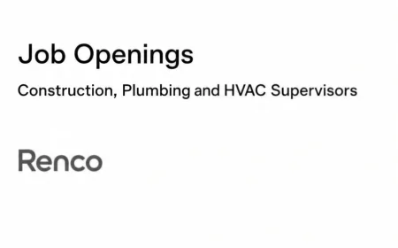 Vagas de Emprego: Supervisores de Construção Civil, Canalização e HVAC - Renco